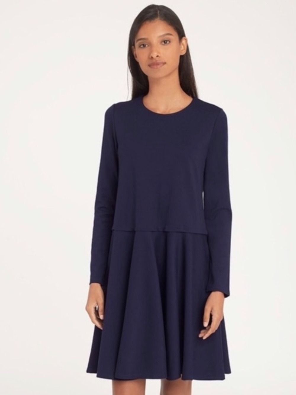 Cuyana Ponte Long Sleeve Dress in Navy